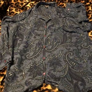 Venezia dark blue paisley button down shirt